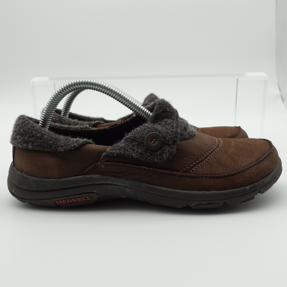 Merrell Dasie Fold Women Size 6 Shoes Brown Leather Slip On Comfort Clogs